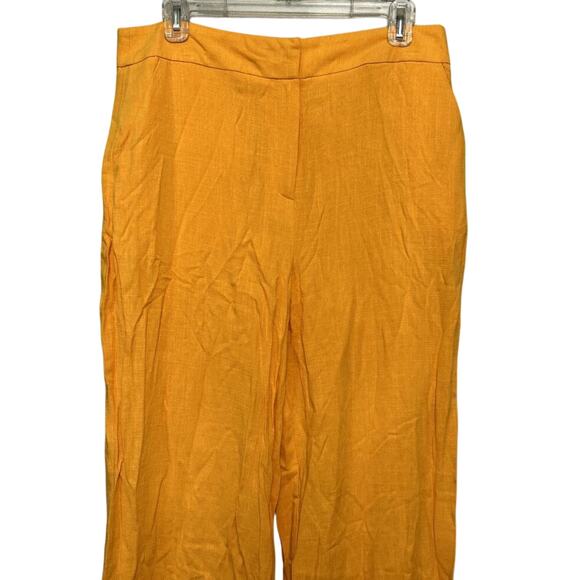 ASOS Wide Leg Pants High Rise Side Pockets Linen Blend Orange Women's US 10 NWT - Picture 2 of 11